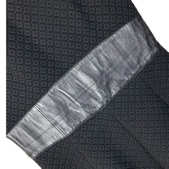 Club Monaco Black Fit & Flare Tabitha Dress Leather Waistband Quilted 0 XS - Picture 4 of 8